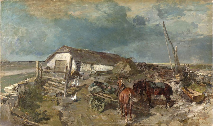 farmhouse with a well